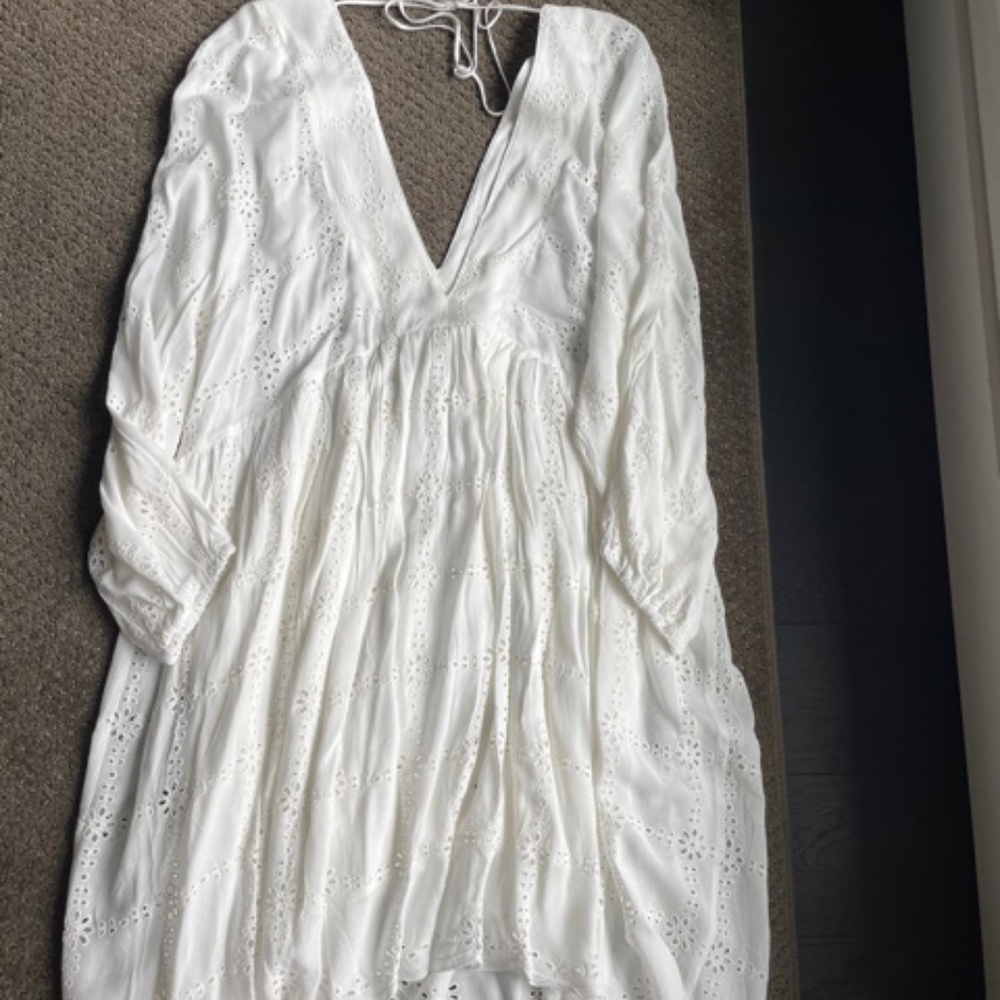 Cream Eyelet V-neck Dress from By Together
